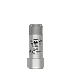 A stainless steel AC940 miniature size class 1, division 2 / zone 2 top exit sensor engraved with the CTC line logo, product number, serial number, and hazardous area certification markings.